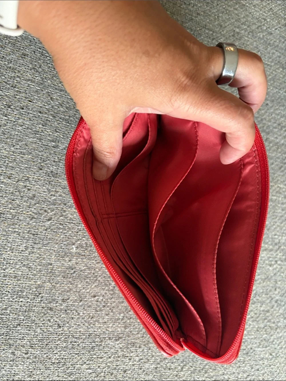 Coach Red Leather Wristlet Clutch with Zip Pocket